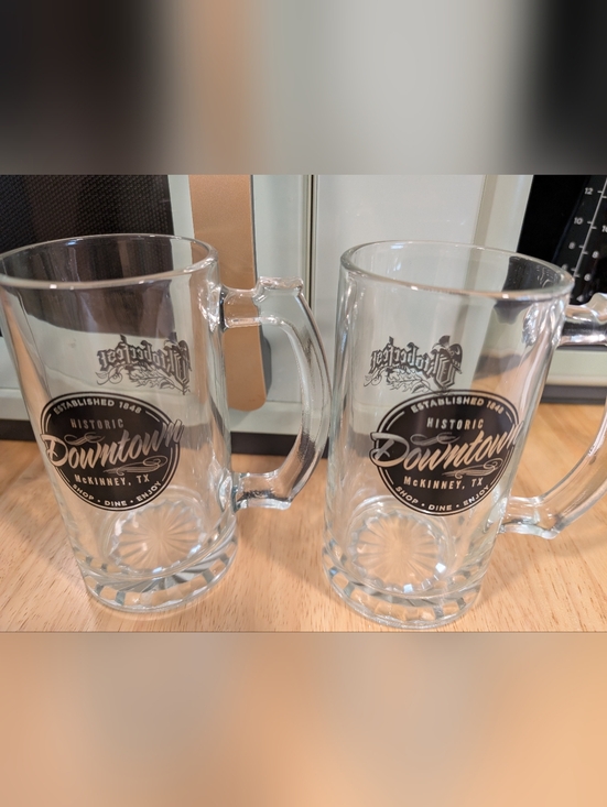 Handmade Other - Downtown McKinney Clear Glass Beer Mugs - Set of 2